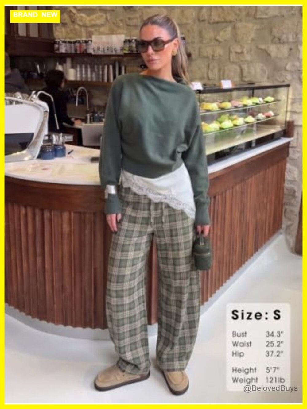 Flannel Barrel Pants Plaid Wide Leg Drawstring Lounge Trousers - Picture 4 of 6